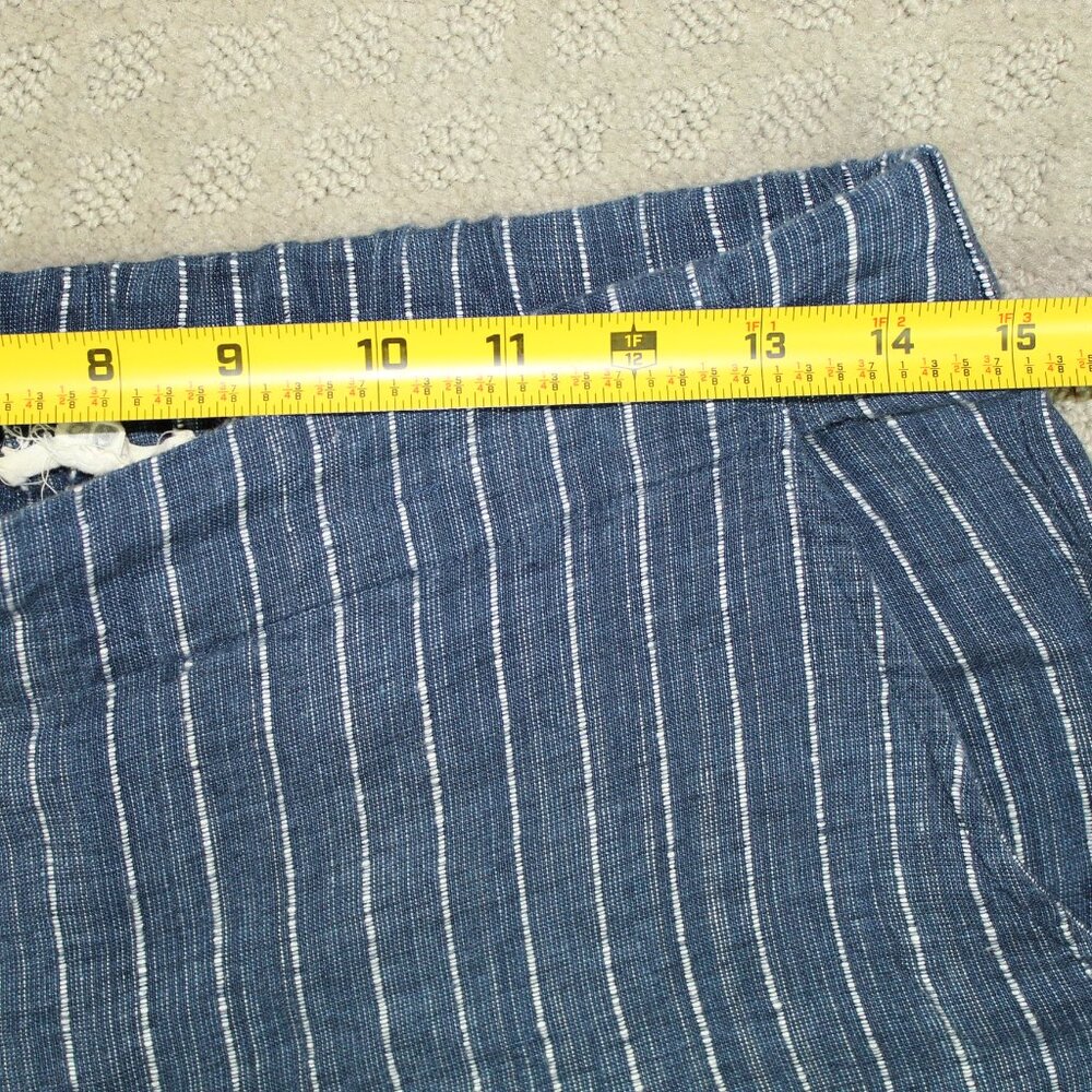 Eileen Fisher Crinkled Organic Linen Sz S Blue and White Striped Chambray Pants - Picture 6 of 6